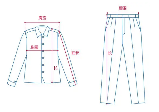 定做工作服測量展示圖，短袖工作服定做，冬季工作服定做